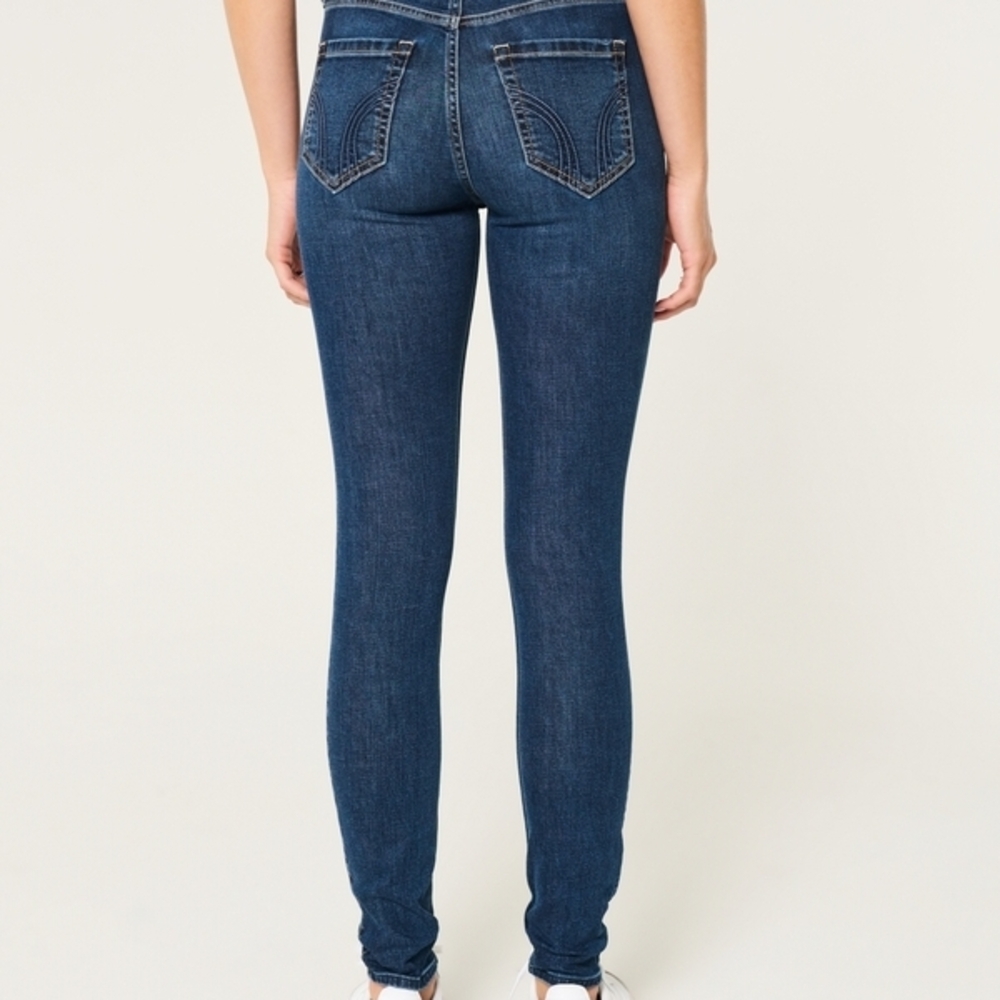Hollister High-Rise Ripped Dark Wash Super Skinny Jeans - Picture 2 of 6
